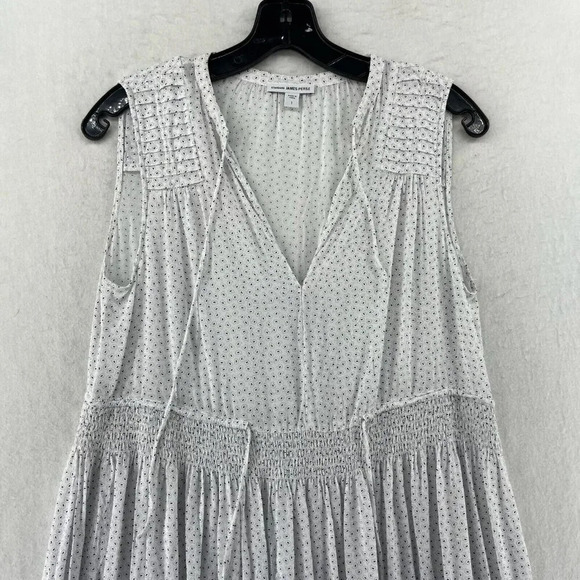 James Perse Dress Women's Sz 1 White Paisley Sleeveless Drawstring Midi Sundress - Picture 5 of 11